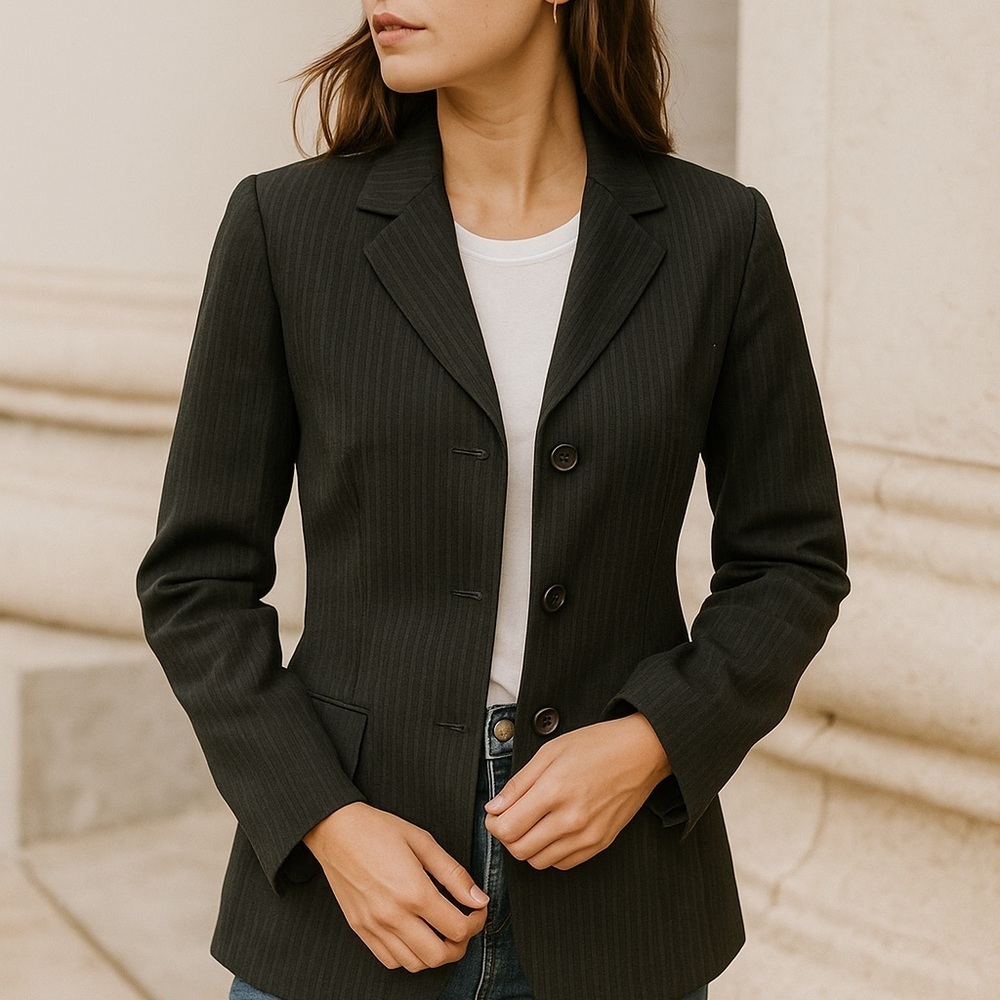 Ann Taylor Charcoal Pinstripe Blazer Size 6